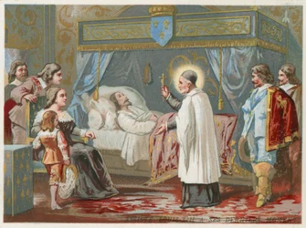 St Vincent de Paul assisting King Louis XIII of France in his final moments, 1643